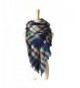 Synthiiz Soft Warm Tartan Plaid Scarf Shawl Cape Blanket Scarves Fashion Wrap - Navy - CL185ICODGY