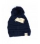 Crane Clothing Co. Women's Kids Solid Pom CC Beanies - Navy - CI1859OQHQ8