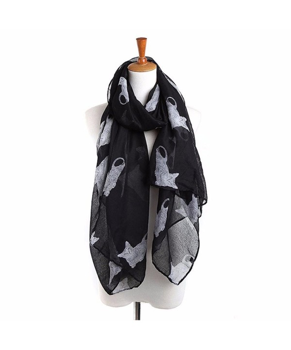 Tuscom Women Ladies Cat Print Long Scarf Warm Wrap Shawl(90cm&times180cm) - Black - CK12NTN8IQE