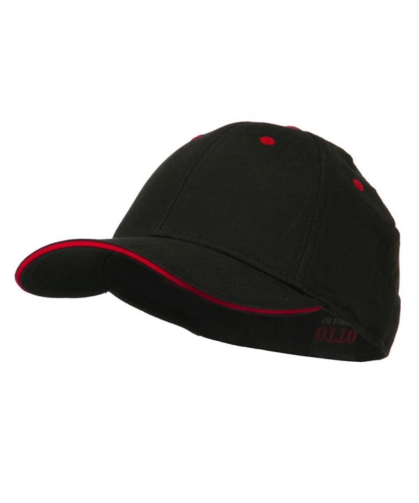Stretchable Sandwich Bill Fitted Cap - Black Red - CQ11LUH72MN