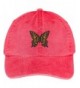 Trendy Apparel Shop Butterfly Embroidered Washed Cotton Adjustable Cap - Red - CG12IFNSMHX