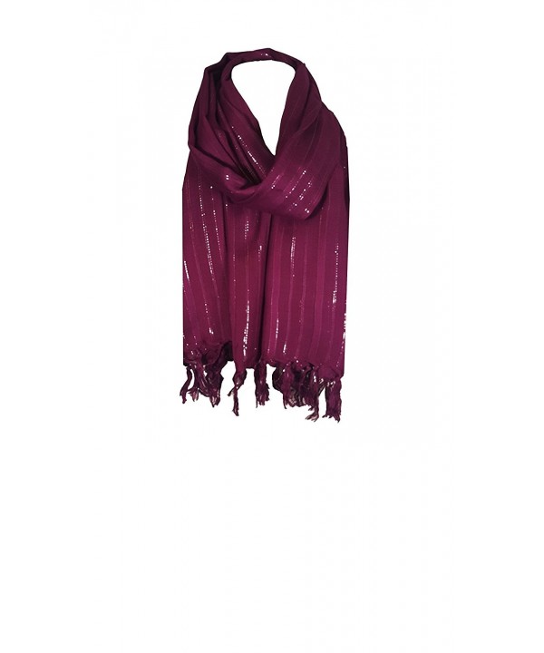 World of Shawls Ladies Womens Glitter Pashmina Scarf Stole Wrap - Wine - C612MIAI5LL