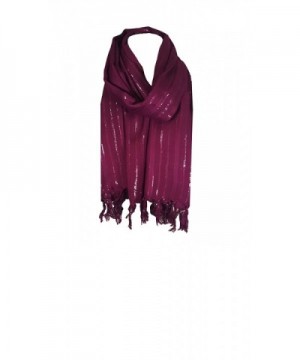 World of Shawls Ladies Womens Glitter Pashmina Scarf Stole Wrap - Wine - C612MIAI5LL