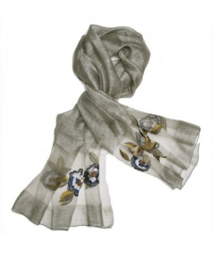 S&S Women Silk Wool Guaze Embroidered Floral Scarves Soft Long Shawl Wrap 35"x75" - 2-gray - CO184WK2IRC
