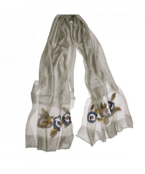 Women Guaze Embroidered Floral Scarves