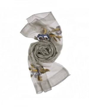 Women Guaze Embroidered Floral Scarves in Fashion Scarves