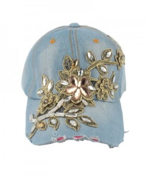 Joymee Women Diamond Flower Baseball Cap Summer Style Lady Jeans Hats - 2 - CJ17AZLTLIC