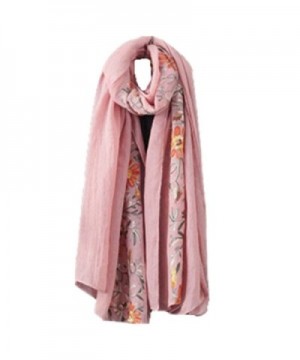 Clearance! E-Papaya Womens Two-tone Cotton linen printing shawl Wraps Pashminas - Floral-pink - CS188Z2S0MA