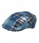 Broner Cotton Madras Plaid Ivy Scally Cap Driver Summer Golf Hat Jeff Flat Slap Hat - Blue - CO12GSJVQS3