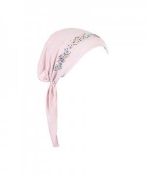 Landana Headscarves Pretied Headscarf Chemo Cap Modesty With Rhinestone Floral Band - Light Pink - CN12L6TD0HF