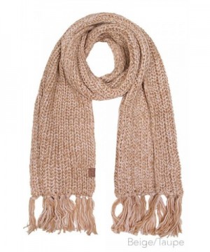 ScarvesMe CC Soft Two Tone Oversize Chunky Knit Scarf with Tassel - Beige/taupe - C212M0K8OHF