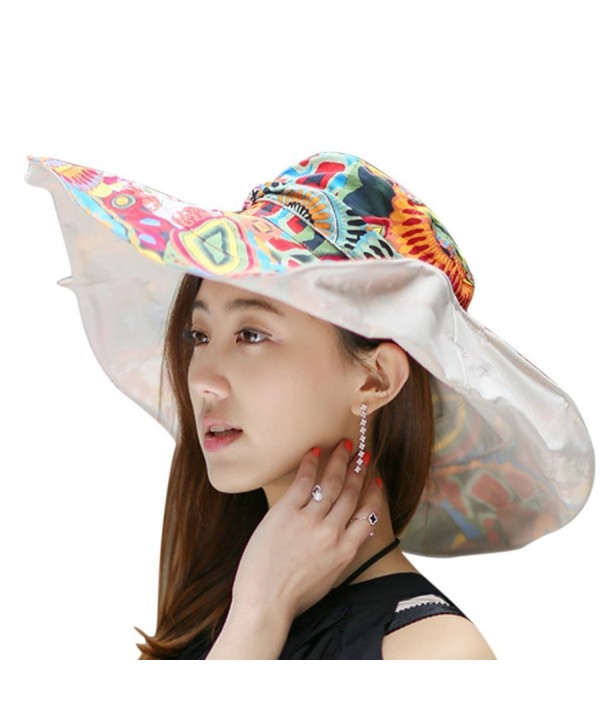 Witery Women Summer Reversible Floppy Wide Brim Beach UPF50+ Foldable Sun Hat Visor Cap - Beige - CW12E9P9K3V