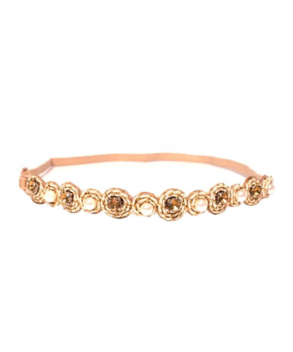 Mia Embellished Headband Beautiful All Measures Approximately - Beige- gold- faux pearls. - C0121NAAEAP