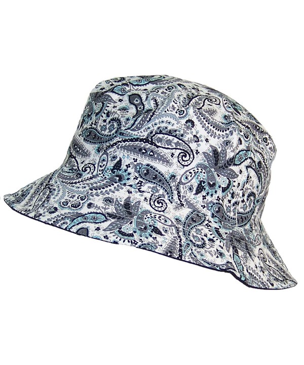 Tropic Hats Paisley Design Print Soft Floppy Bucket Hat (One Size) - Gray/Aqua/Black - C212E2Y9ASD