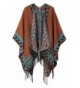 Urban CoCo Women's Printed Tassel Open front Poncho Cape Cardigan Wrap Shawl - Orange-series 5 - C5185YU5OR8