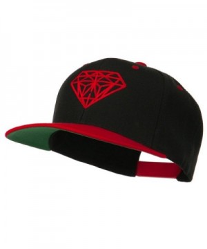 Diamond Embroidered Snapback Two Tone Cap - Black Red - C311ND596JH