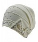 Luxury Divas Jersey Knit Slouchy Beanie Hat With Rhinestone Bow - White - CB11P33LLVX