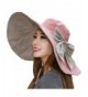 Women's Foldable Floppy Reversible Travel Beach Sun Visor Hat Wide Brim UPF 50+ - Pink- Cotton Linen - CP17YSHAGY6