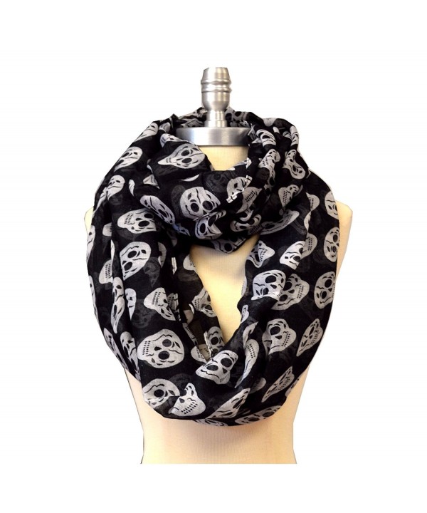 SCARF_TRADINGINC Skull Spider Dino Infinity Scarf Loop Cowl - Black White - CB11NPVMKAP