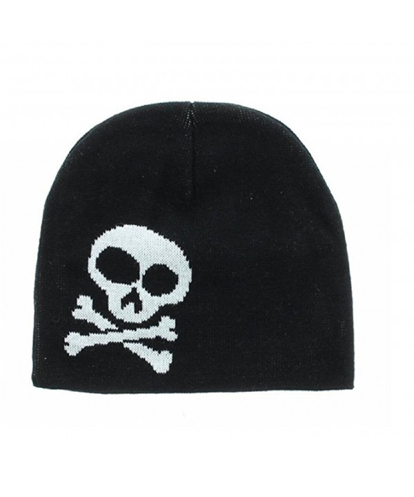 8" SKULL & CROSSBONES JOLLY ROGERS WINTER BEANIE SKULL CAP toboggan hat - CO12NYX679V