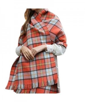 JJ Store Womens Large Tartan Plaid Checked Scarf Stole Pashmina Wrap Shawl - Orange - CT125U4XU27