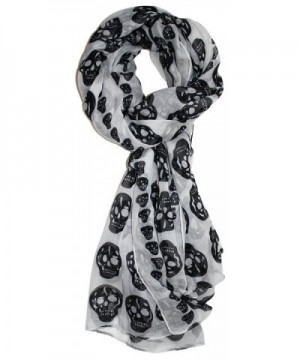 Ted and Jack - Vintage Style Lightweight Skull Print Scarf - White - CU186IOCLSN