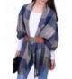 HDE Womens Plaid Blanket Scarf Chunky Oversized Tartan Flannel Winter Shawl Wrap - Blue-grey Plaid - C2186AZGE2E