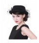 Maitose Women's Vintage Fedoras Wool Felt Veil Hat - Black - C312MCI8Q4L