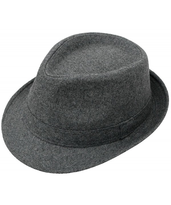 AshopZ Men's Fall/Winter Outdoor Manhattan Fedora Hat - Charcoal Grey - C111Q36GKBF