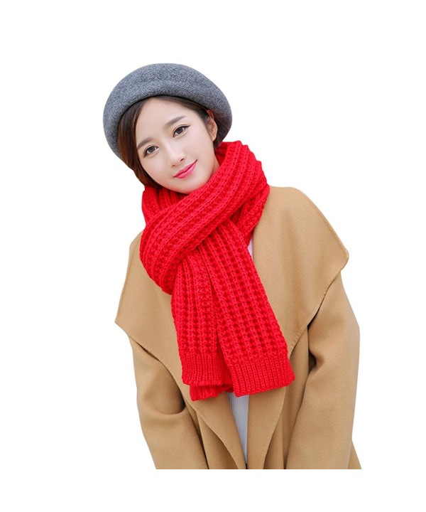 Solid Color Knitted Ladies Scarf Shawl Thick Long Section - Big Red - CS1860GKESI