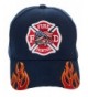 Artisan Owl Fire Fighter Fire Department Rescue Flames Baseball Cap Hat - Navy Blue - CM18699Q7X6