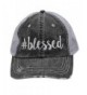 Blessed blessed Glittering or Embroidered Distressed Trucker Style Cap Hat (Emb) - C217YDS2WDX