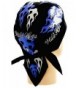 Skull Cap Biker Caps Doo Rags - Wild Hogs Blue & Silver w/ Flames on Black - CX12ELHM8HH