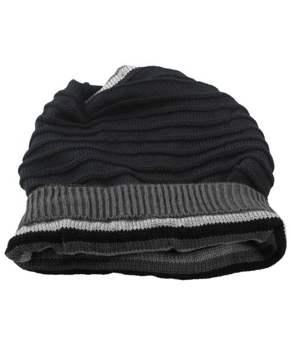 SUNYIK Unisex Slouchy Beanie Hat-Winter Scarf ChunkyKnit Baggy Cap - Black - CW129TD2Q4N