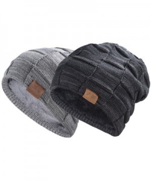 REDESS Beanie Hat For Men and Women Winter Warm Hats Knit Slouchy Thick Skull Cap - Black Dark Gray - C1187GUML7E