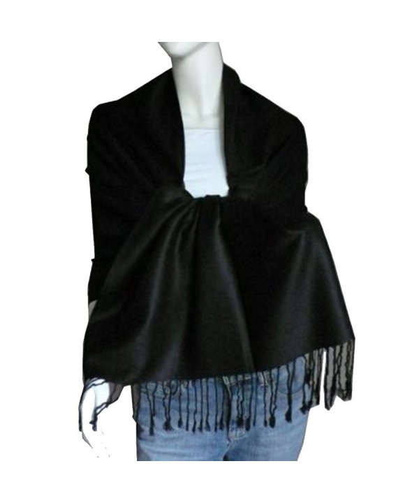 SCARF_TRADINGINC Large Soft 100% Twill Pashmina Scarf Shawl Wrap - Black - CD114EITF8T