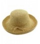 Womens Beige Crocheted Paper Braid Toyo Kettle Brim Sun Hat - CC11J1CM9JZ