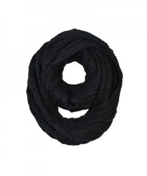 TrendsBlue Premium Winter Twist Knit Warm Infinity Circle Scarf - Diff Colors - Black - CR11GQH9545