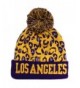 CITY Hunter Sk950 Leopard College Pom Beanie Hat - Los Angeles (2 Colors) - Purple/Gold - CH11GM83021