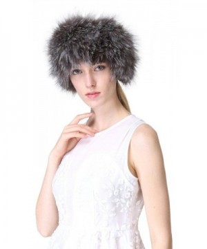 Vogueearth Women'Real Fox Fur Winter Headband Neck Warmer Scarf - Silver Fox - C812JKTCQTB
