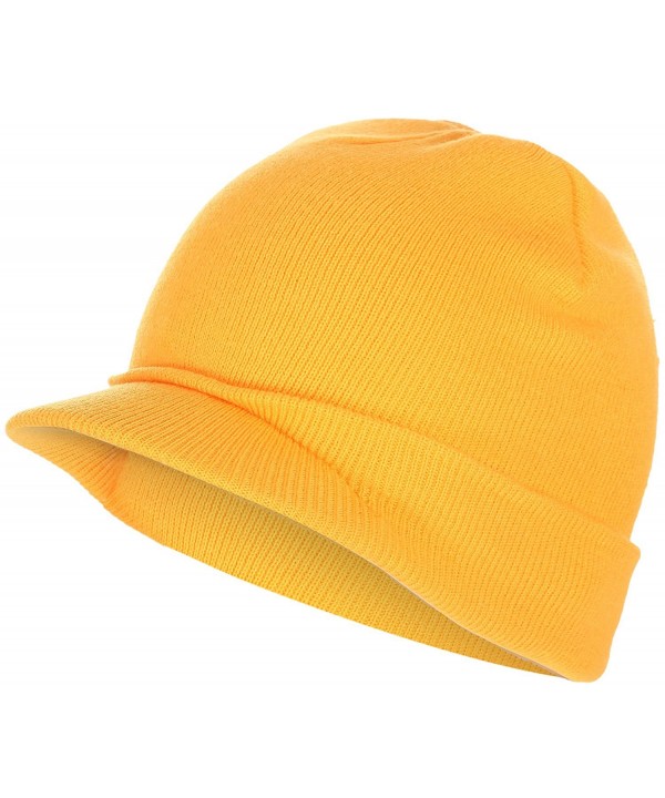 BODY STRENTH Visor Beanie Knit Hat With Brim newsboy Hats Winter Cap For Men Women - Yellow - CY188N99EU5