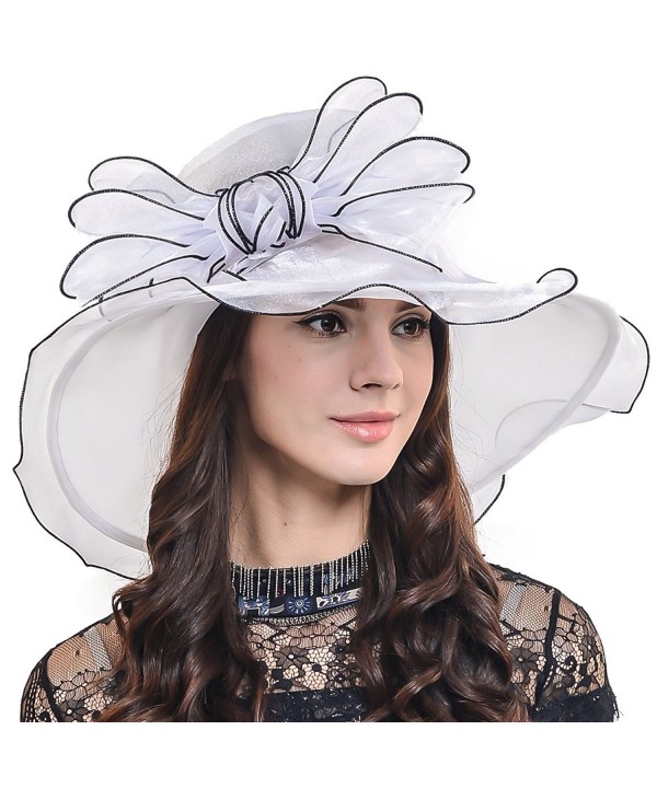 F&N STORY Two-Tone Tea Party KT Derby Church Hat Wedding Dress Hat Bridal Shower 037db - Bowknot-white - CT12ESV7HSB