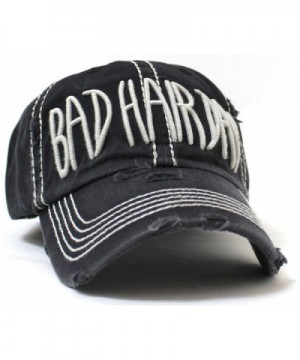 BLACK Grey Stitch "BAD HAIR DAY" Embroidery Vintage Hat - CL184SRMUS7