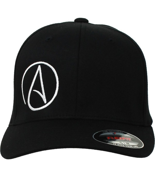 Atheist Offset Symbol Flexfit Baseball Hat Asst Colors - Black - C111H5MZRH9