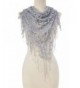 Women Fashion Shabby Chic Triangle Sheer Cutout Fringe Scarf Shawl - Light Bule Gray - CC12MGTVDTV