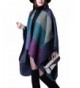 YACUN Women's Winter Long Cape Geometric Pattern Poncho Wrap Shawl Scarf - Purple - C712M7XPQWV