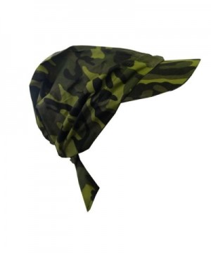 Camouflage Bandana Cap Visor Tie Unisex Army Hat - Green - CI11MJ8IOYR