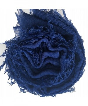 Crimp Frayed Edges Crinkle Maxi Scarf Cotton Hijab Scarves UK - Crinkle Indigo 24 - CZ182Q9IK5Y