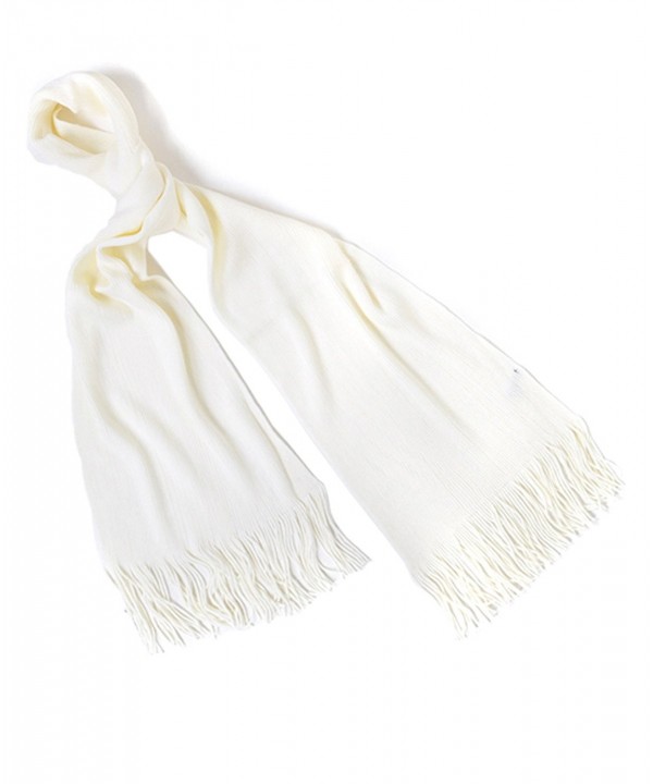 Solid Color Acrylic Unisex Scarf with Tassels - Cream - CT11QIR86HZ