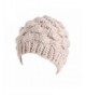 Showking Fashion Women Winter Outdoor Retro Warm Knitting Turban Brim Hat Pile Cap - Beige - CT189CQT0IY